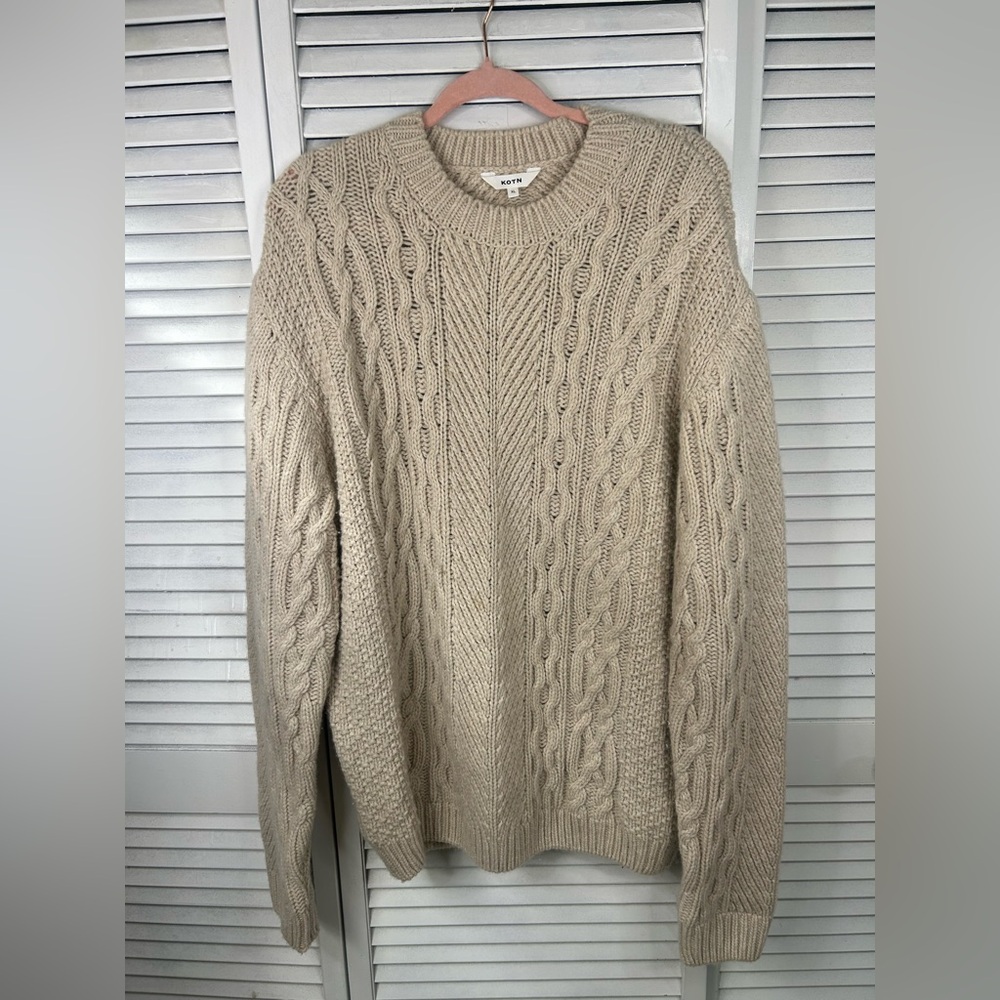 KOTN Cream Wool Cable Knit Sweater Size XL‎